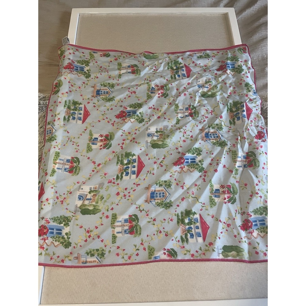 Talbots Silk Square Scarf 20" Beachy‎ Tropical Cottagecore Coquette NEW